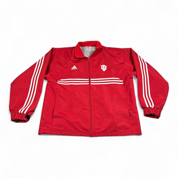 Indiana Hoosiers Jacket Adult SMALL Red Adidas Track Warmup Team Issue Y2K - Picture 1 of 13